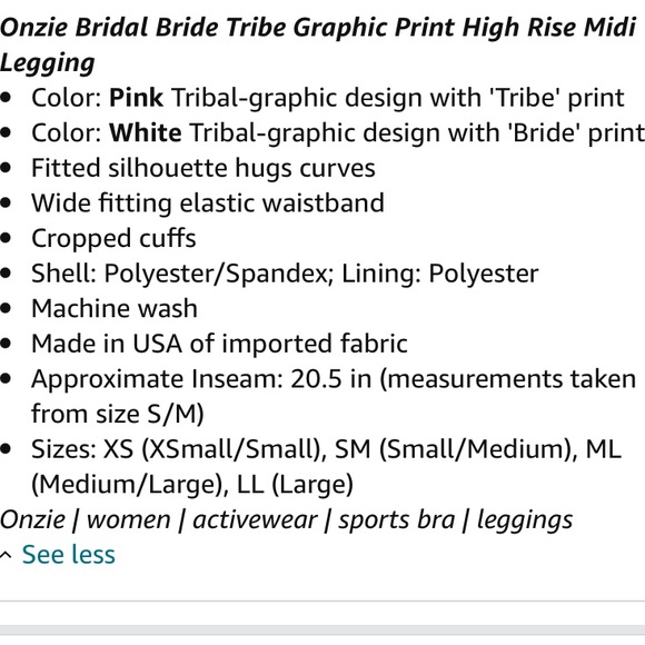 NWT onzie bride tribe pink leggings - Picture 5 of 11